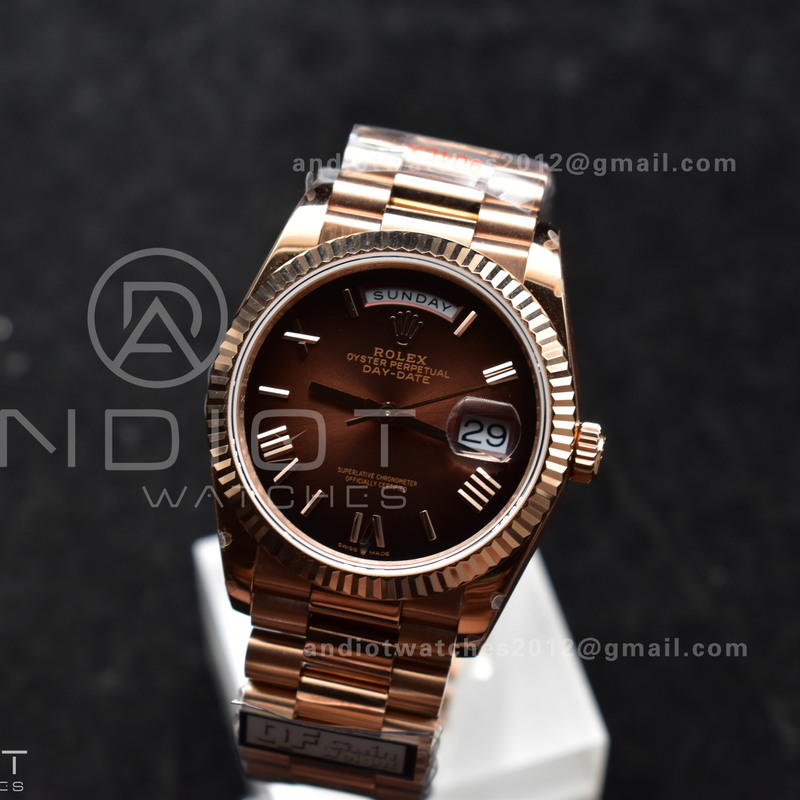 DayDate 36 RG QF Best Edition 904L Steel Brown Dial on RG President Bracelet vr3255 V5 (Gain Weight)